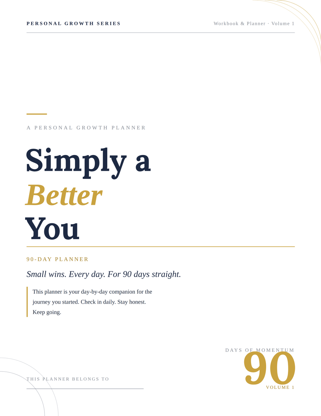 Simply A Better You — 90-Day Planner