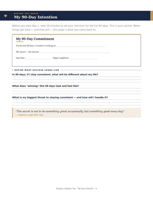 Simply A Better You — 90-Day Planner