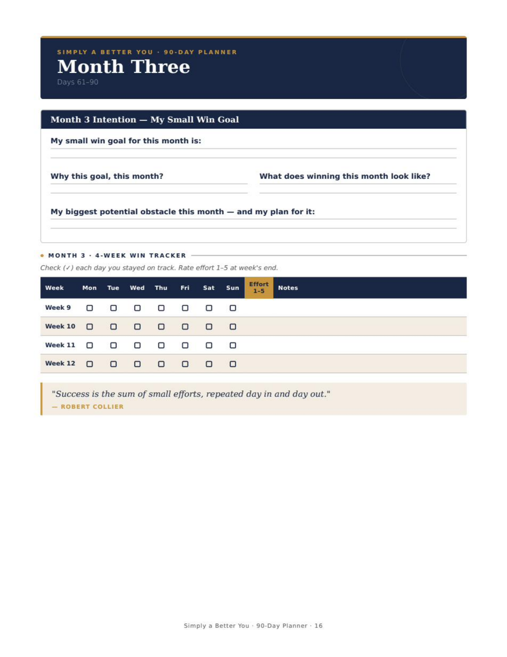 Simply A Better You — 90-Day Planner
