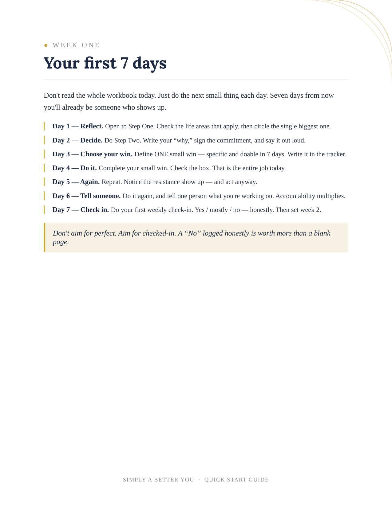 Simply A Better You — Quick Start Guide + Daily Win Cards